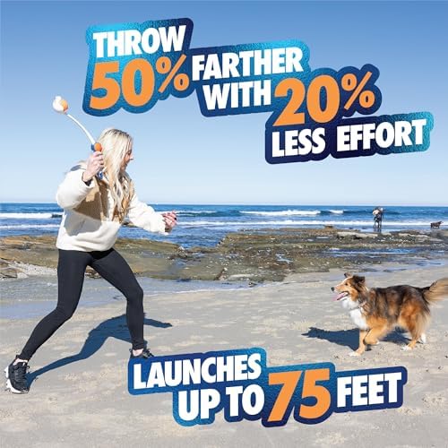 Chuckit! Ultra 18M Dog Ball Launcher for Fetch, 18-Inch Dog Fetch Toy and Interactive Ball Launcher, Includes 3 Medium 2.5-Inch Balls, for Dogs 20–60 lbs