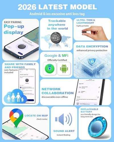 Air Tags for Android,Air Tags-4 Pack Android,Air Tracker Tags with 4 Case,2 Year Battery Life,Google & Apple Find Trackers for Google'S Find Hub App & Apple Find My,IP65 Waterproof Luggage Tracker