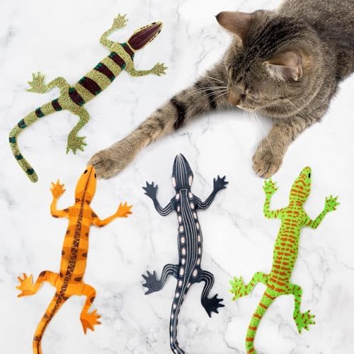 CiyvoLyeen Plush Lizard Catnip Toys for Indoor Cats 4 Pack