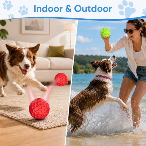 Squeaky Dog Balls Toy 2 Pack, Interactive Dog Toys for Aggressive Chewers, Squeaky Balls for Dogs, Durable Dog Chew Toys for Medium Large Dogs, Dog Balls for Aggressive Chewers, Outdoor Dog Toys