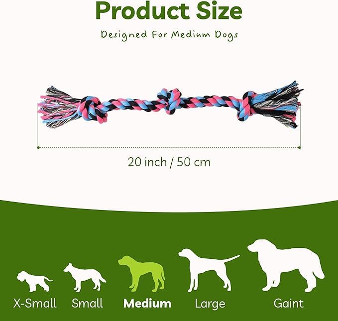 SHARLOVY Dog Rope Toy for for Medium Dogs