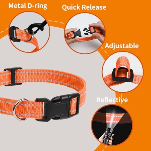 Shock Collar Replacement Strap, 3/4 Inch, 2-Pack, Reflective Adjustable Dog Collar, 8-27 Inch Neck Size