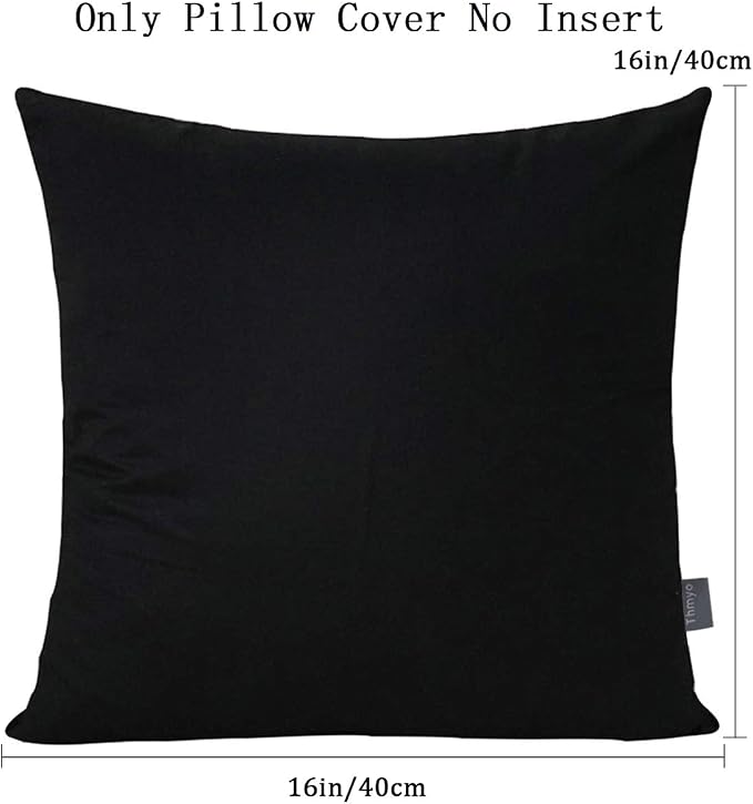 Thmyo 4-Pack 100% Cotton Comfortable Solid Decorative Throw Pillow Case Square Cushion Cover Pillowcase Sublimation Blank Pillow Covers Christmas DIY Throw Pillowcase for Sofa(16x16inch/40x40cm,Black)