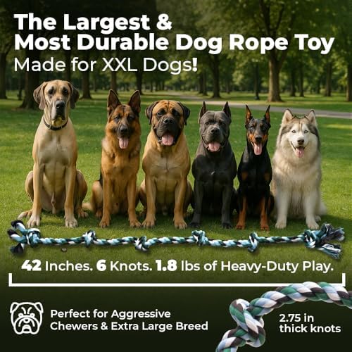 Pacific Pups Products Giant Dog Rope Toy, 42 Inch Tug of War Rope, Green
