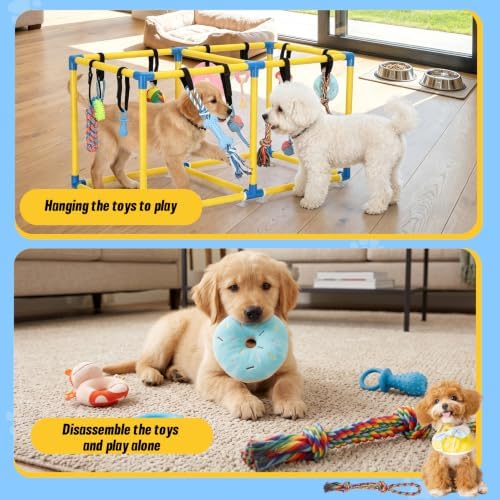 Puppy Play Gym with 12 Hanging Toys (Yollow)