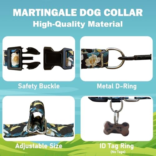Martingale Collar for Dogs with Buckle No Pull, Golden Floral, S