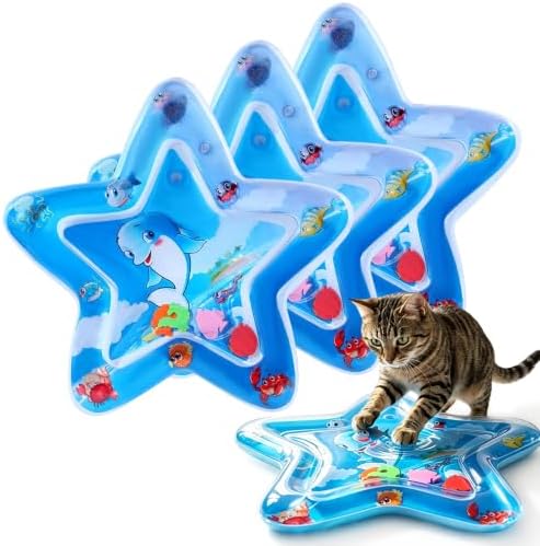 Cat Water Mat Toy for Indoor Cats, Interactive Toys Play Mat with Fish，3PCS