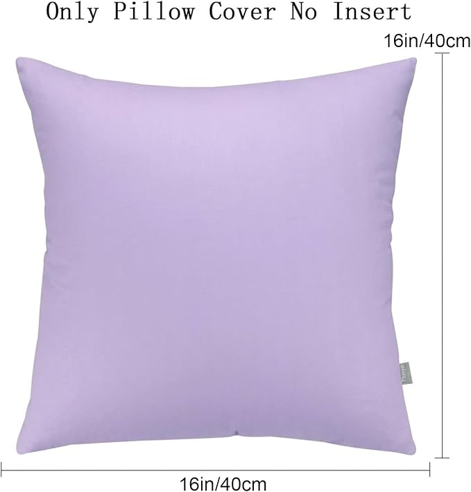4-Pack 100% Cotton Comfortable Solid Decorative Throw Pillow Case,Thmyo Square Cushion Cover Pillowcase Sublimation Blank Pillow Covers DIY Throw Pillowcase for Sofa(16x16 inch/ 40x40cm,Light Purple)