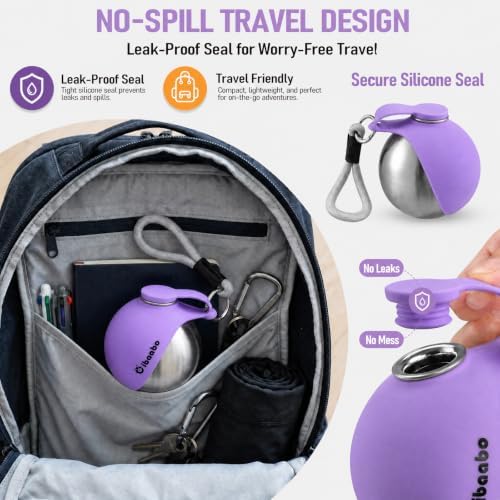 Cibaabo Portable Dog Water Bottle with Collapsible Silicone Bowl 10 oz
