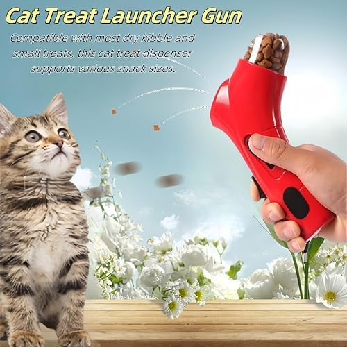 Cat Treat Launcher Gun – Interactive Pet Treat Shooter for Cats & Dogs, Handheld Cat Treat Dispenser, Pet Snack Catapult, Dog Food Launcher Toy for Training & Play (Green)