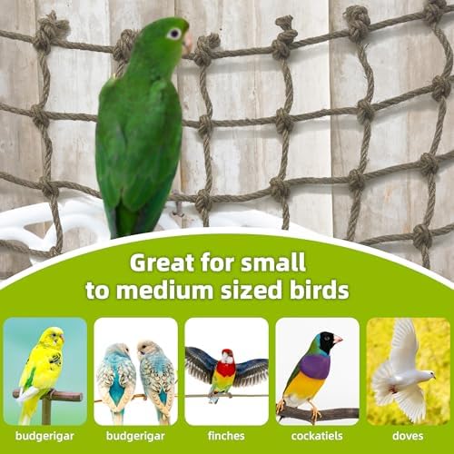 Parrot Climbing Net Jungle Fever Rope Small Animals Toys for Parakeets Lovebirds Finch Budgerigars Conure Cockatiel (L 24" x 24")