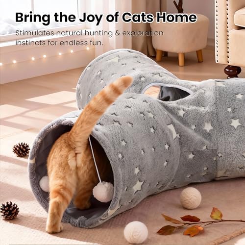 Tempcore 3-Way Cat Tunnel Toy, Collapsible, Self-Luminous Tube for Cats