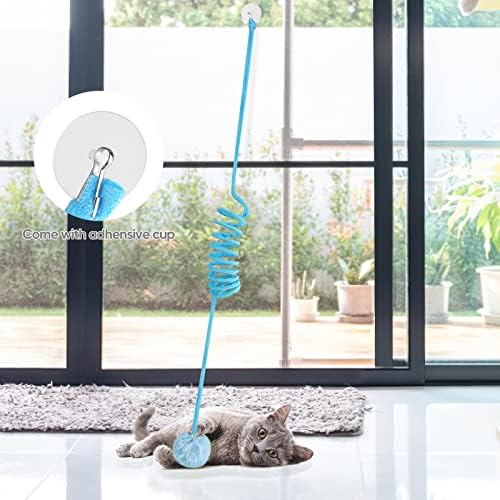Cat Spring Toys, Self-Play Hanging Stretchable Cat Spring with Bell, 3 Pack Soft Plush Interactive Cat Toys for Indoor Cats Kitten Chasing and Playing