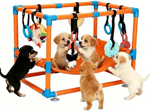 Orange Puppy Play Gym with 8 Hanging Toys