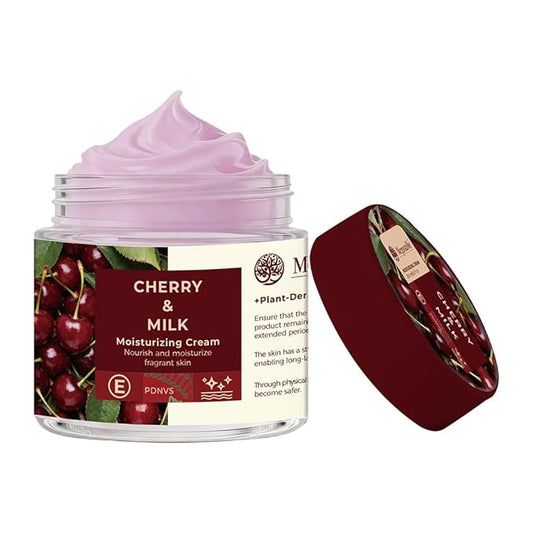 Cherry & Milk Moisturizing Cream - 200ml Face & Body Lotion with Shea Butter, Vitamin E & Hyaluronic Acid, Long-Lasting Hydrating Moisturizer for all Skin, Nourishing Brightening Body Cream