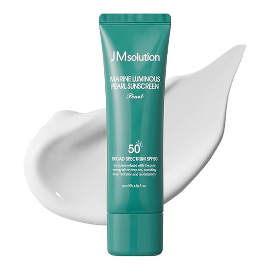JMsolution Marine Luminous Pearl Sunscreen SPF50 Broad Spectrum UV Protection, Moisturizing & Lightweight, No White Cast, 1.69 fl oz