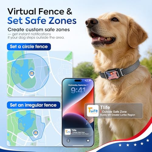 Smart Dog GPS Tracker, Complimentary 12-Month Subscription, Live Pet Tracker with Virtual Fence, Dog Tracker for Dogs with Health & Behavior Monitoring, Escape Alerts, with Virtual Fence, Black