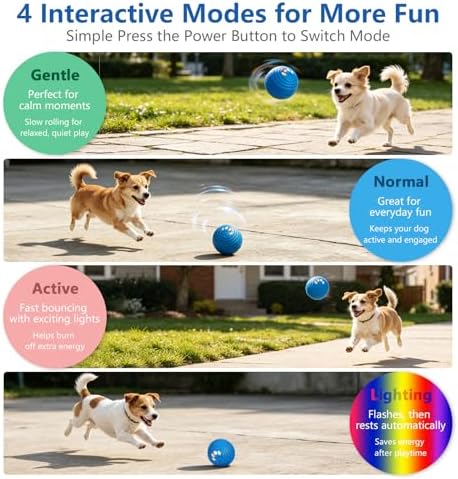 Smart Interactive Dog Ball for Aggressive Chewers, Self Moving Toy, E-TPU
