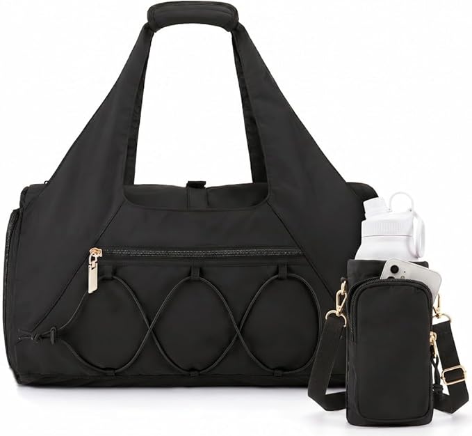 Gym Bag for Women, Yoga Mat Bag with Shoe Compartment and Wet Pocket, Sport Yoga Gym Bag with Yoga Strap, Carryall Yoga Tote Bag