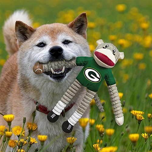 Littlearth NFL Green Bay Packers Sock Monkey Pet Toy, Team Color, One Size