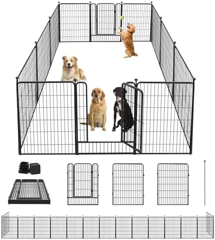 Dog Pens Outdoor Dog Fence Dog Playpen for Large Dogs, 40" Tall Dog Playpen Dog Fencing Outdoor 10 Panels Black Metal Dog Play Pens Exercise Fencing with Door Pet Play Pen for Camping, Yard