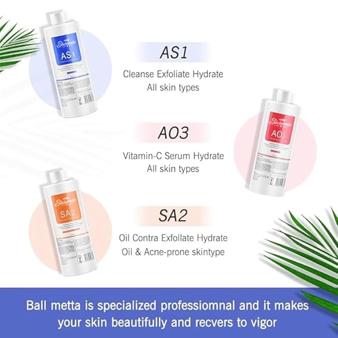 AS1 SA2 AO3 Aqua Peeling Solution Combination with Salon Special Solutions Skin Care Aqua Peeling Serum Machine 400ml (Set of 3 Bottles)