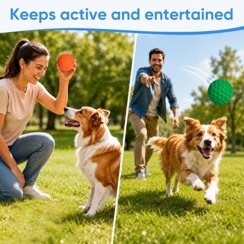 Squeaky Dog Balls for Aggressive Chewers 2 Pack, Interactive Dog Toys for Aggressive Chewers, Squeaky Balls for Dogs, Durable Dog Chew Toys for Medium Large Dogs, Funny Outdoor Dog Toys for Relax