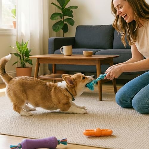 Flex-Force Chew Dog Toys, Multiple Textures & Scents for Sensory Play, Moderate Chewers, Teething Puppies and Small Breeds up to 25 lbs, 3-Pack, 7.7"