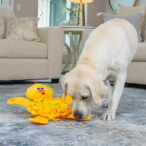 Outward Hound Nina Ottosson Snuffle Palz Squeaky Dog Toy, Chicken, 13.4" | Plush Snuffle Mat, Hidden Treat Pockets, Slow Feeder, Interactive Foraging, Non-Slip Base, Dogs & Puppies