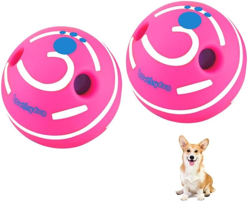 Wobble Giggle Ball for Dogs Durable Interactive Dog Toys for Small Medium Large Dogs (Pink/White, XS/2.75 inch)