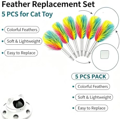 Telescopic Feather Decor Parts, Replacement Accessory 3-in-1 Auto Laser Cat Toy (Only Feather Attachment, Toy Base Not Included)