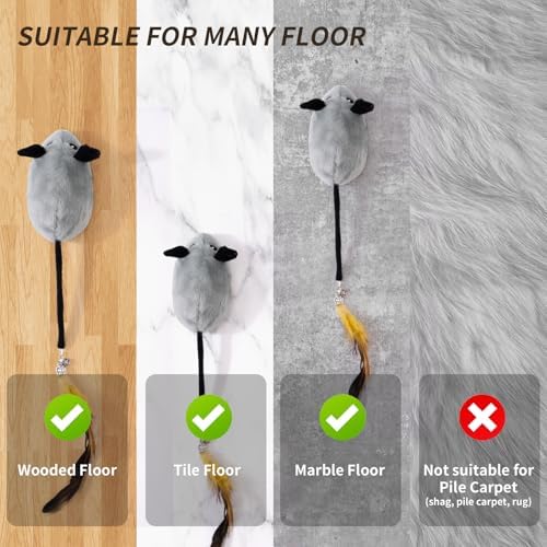 Interactive Cat Toys Mouse Rechargeable Auto-Move for Indoor Cat Gray