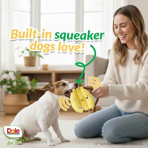 Dog Rope Toy with Squeakers, Banana Tug of War Dog Toy, Tough Cotton Rope Toys for Dogs, Aggressive Chew Toys for Medium Dogs