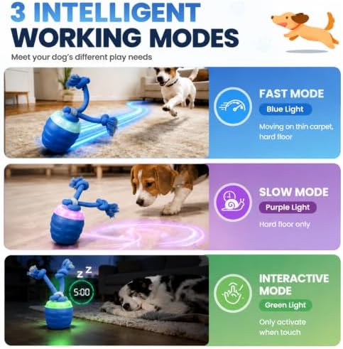 Interactive Dog Toys, Interactive Dog Ball for Medium/Large Dogs, Automatic Moving Dogs Toy Wicked Ball for Boredom(Blue)