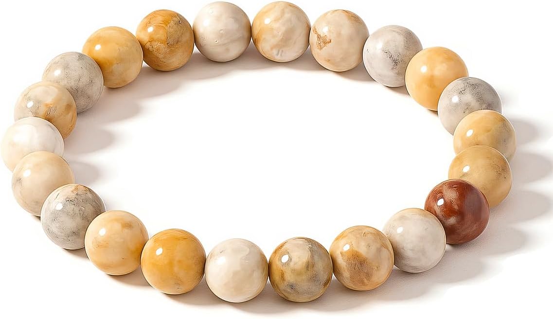 8mm Natural Gemstone Beaded Bracelet for Women, Dainty Round Crystal Stretch Bracelets, Spiritual Healing & Calming Stone Jewelry Gift