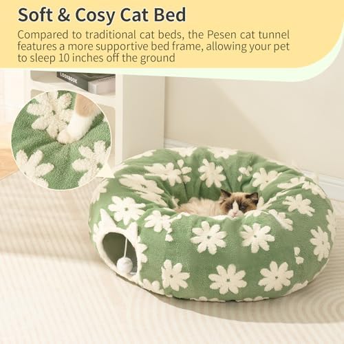 Pesen Cat Tunnel Bed with Soft Cushion for Indoor Cats and Kittens