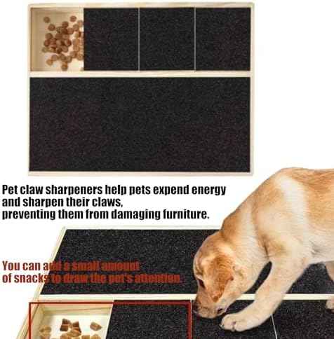 Dog Nails Grooming Board Multifunctional Removable Treat Dispenser and Scratch Training Tool Composite Wood Dog Nails Scratch Board with Treat Box
