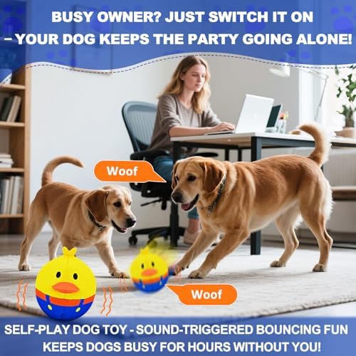 ZanLLW Interactive Dog Toys, Responds to Barks, Nudges & Paws, Keep Them Busy for Hours! Rechargeable Hard-Wearing Oxford Fabric Self-Play Puppy Toy with Motion/Sound Feedback, Dog Indoor-Play Toy