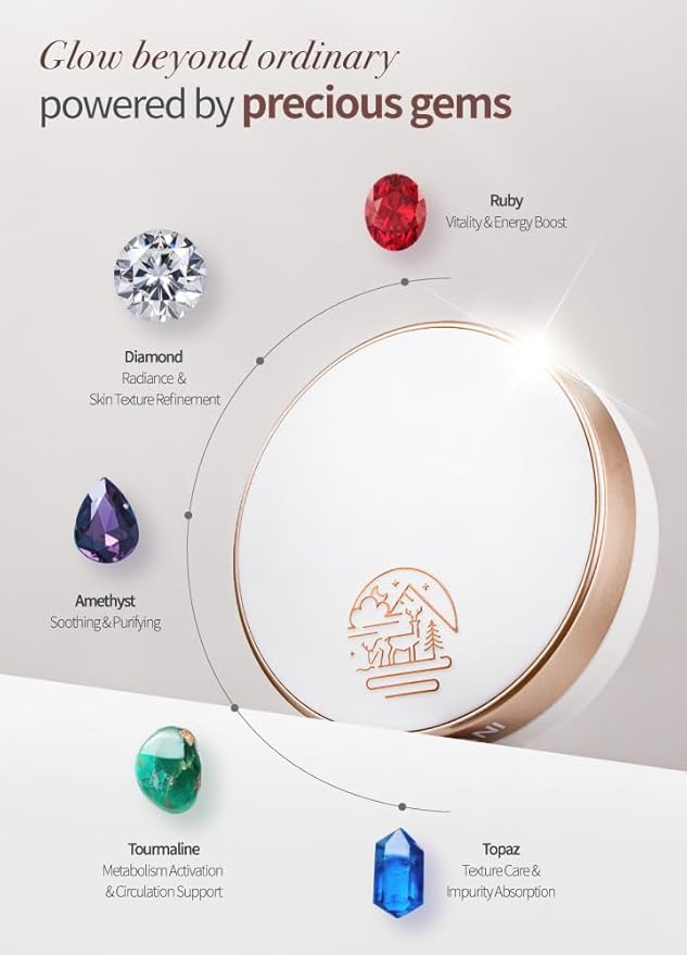 Beaudiani Mesh Glow Cushion Foundation Dewy Korean Cushion with Gemstone Complex & Skincare Benefits (12g) (#03 Deep Cover Daily (Shade #23-24))