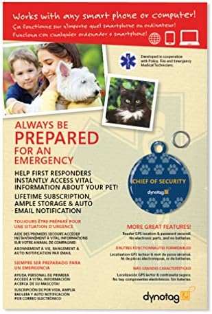 Dynotag® Web Enabled Super Pet ID Smart Tag with DynoIQ™ & Lifetime Recovery Service. Play Series: Round (Chief of Security)