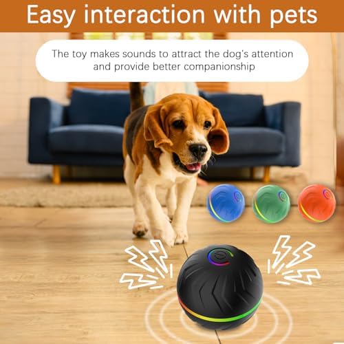 Interactive Dog Toys Dog Ball,Anti Boredom Dog Toys,Durable Motion Activated Automatic Rolling Toys for Small/Medium Dogs,Moving Ball for Dogs to Keep Them Busy,Dog Bows,Fruity Plush Covers(Black)
