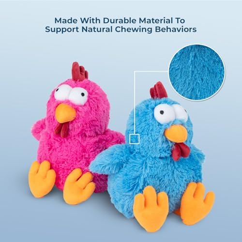 Best Pet Supplies Squeaky Plush Dog Toy - Mrs. Cluck, Blue | Soft Plush, Squeaks & Crinkles, Perfect for Moderate Chewers, Toss & Fetch Play, Stress & Anxiety Reliever, Ideal Gift Toy