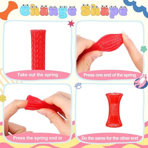 Leitee 60 Pcs Cat Spring Toys Kitten Tubes,Rainbow Colors