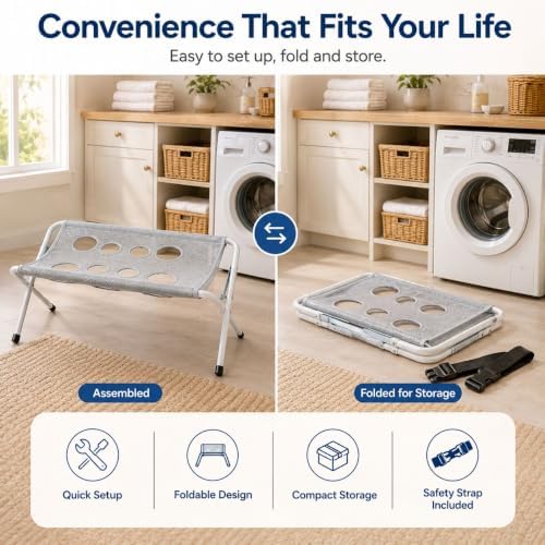 Dog Grooming Hammock Stand, Foldable Pet Bathing Stand, Grey