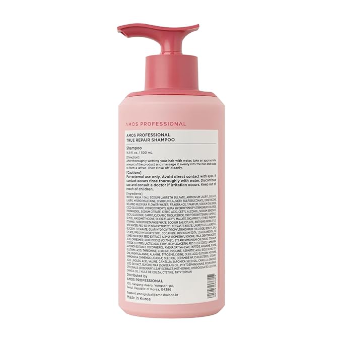 AMOS PROFESSIONAL True Repair Shampoo l Anti-Frizz & Smoothing Shampoo with Ceramide, For Dry & Damaged Hair, 16.9 fl. oz.