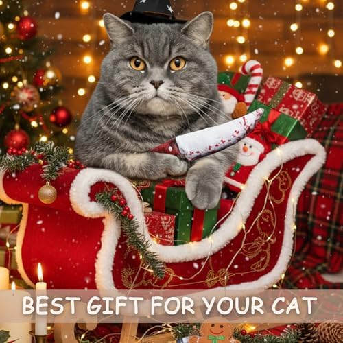 5PC Catnip Funny Cat Toys, [100% Organic Catnip Filled] Knife-Shaped Crinkly Sound Toys for Indoor Kitten Cat Nip Kitty Chew Toy