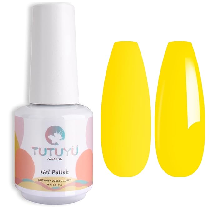 Neon Yellow Gel Nail Polish, 0.51 Fl Oz UV/LED Soak Off Bright Yellow Gel Polish for Manicure Salon or DIY Nail Art at Home - GP0109