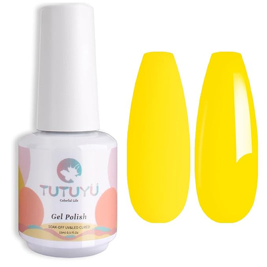 Neon Yellow Gel Nail Polish, 0.51 Fl Oz UV/LED Soak Off Bright Yellow Gel Polish for Manicure Salon or DIY Nail Art at Home - GP0109