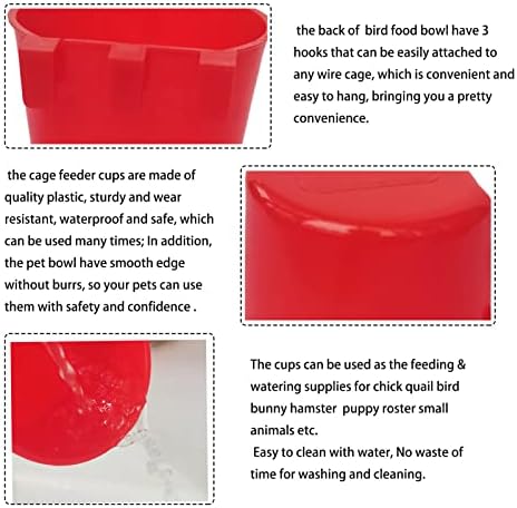 20 Pack Cage Cups Chicken Feeders Waterer Bird Water Cup Bunny Food Bowl Plastic Drinker Hanging Quail Dove Feeding Watering Dish Seed Container Coop Feeder for Parakeet Poultry Pigeon