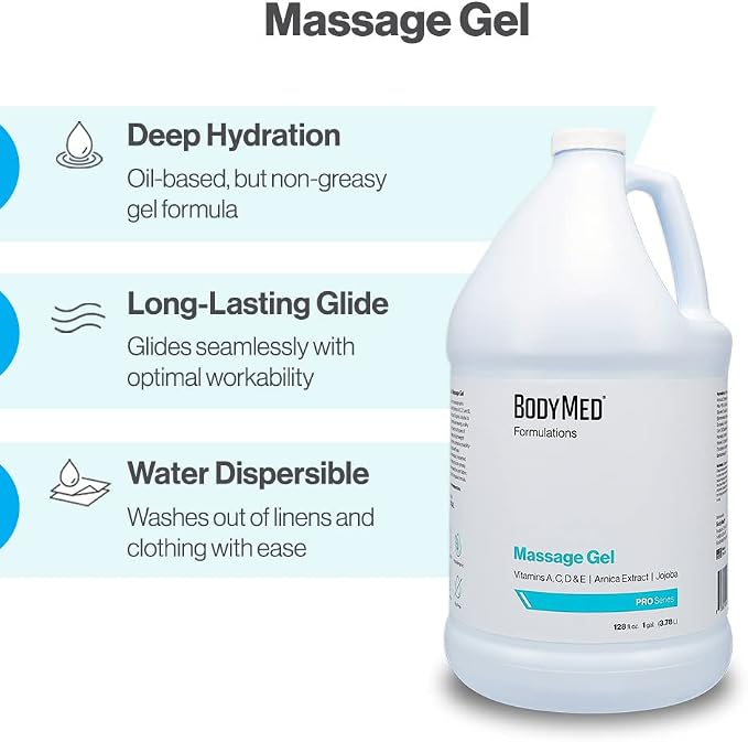 BodyMed Formulations Massage Gel, 1 gal. – Fragrance-Free, All-Natural Gel for Massage Therapy – Leaping Bunny Certified – with Arnica Extract & Jojoba – Non-Staining, & Paraben Free